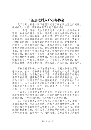 2024年下基层进村入户心得体会