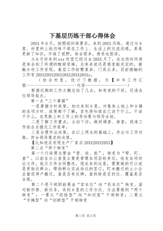 2024年下基层历练干部心得体会