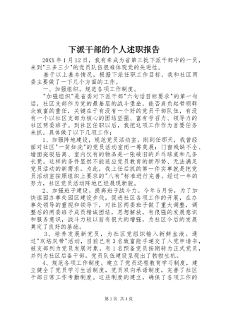 2024年下派干部的个人述职报告