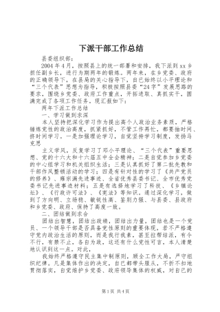 2024年下派干部工作总结