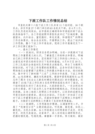 2024年下派工作队工作情况总结