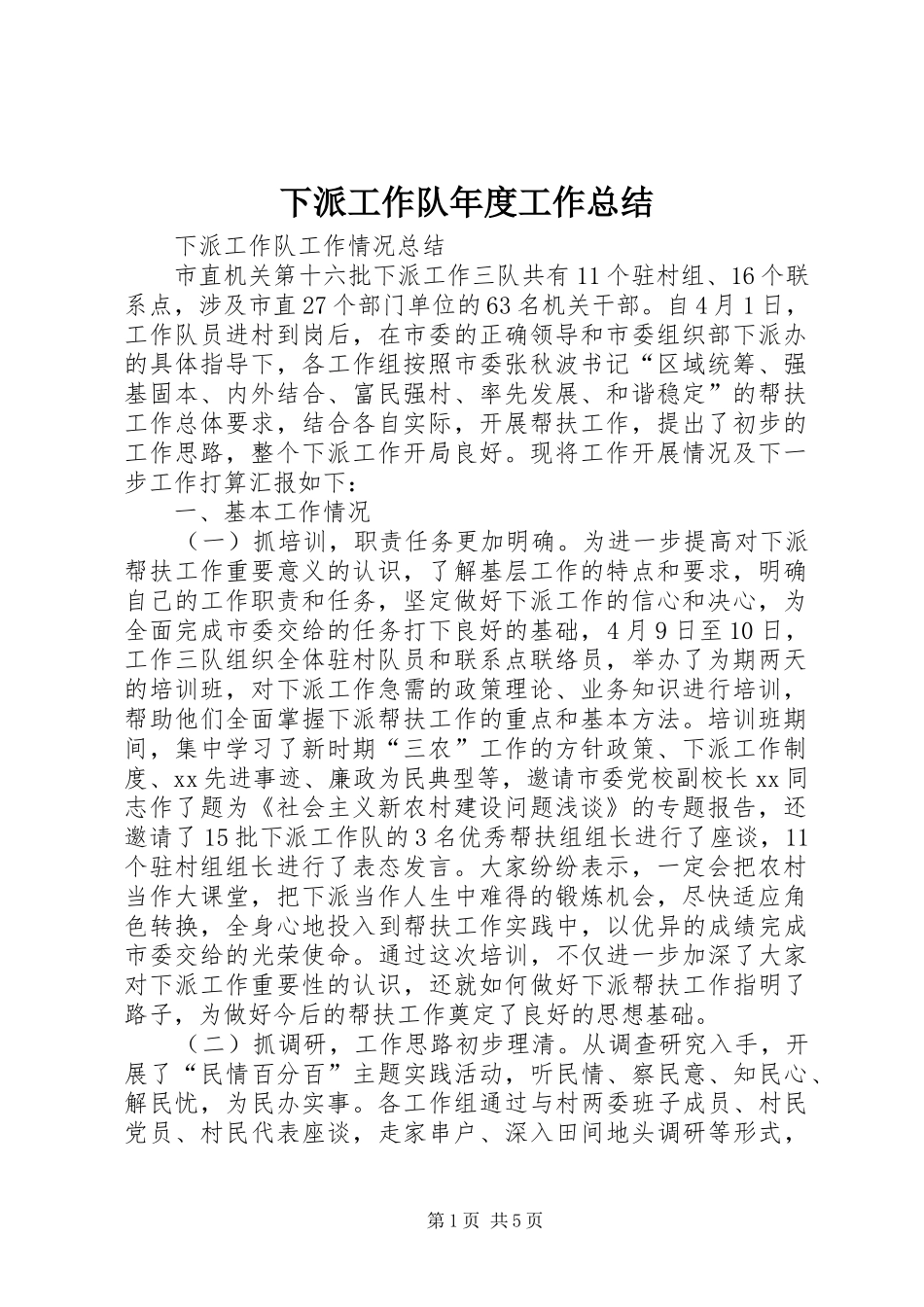 2024年下派工作队年度工作总结_第1页