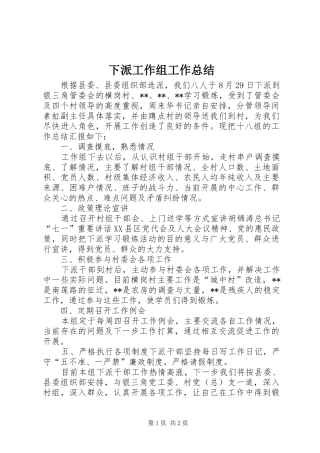 2024年下派工作组工作总结