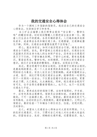 2024年我的交通安全心得体会