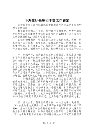 2024年下派挂职锻炼团干部工作鉴定