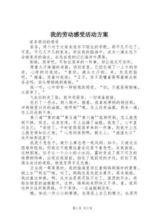 2024年我的劳动感受活动方案