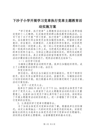 2024年下沙子小学开展学习党章执行党章主题教育活动实施方案