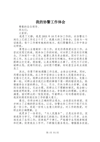 2024年我的协警工作体会