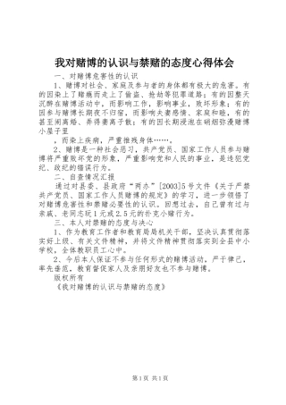 2024年我对赌博的认识与禁赌的态度心得体会