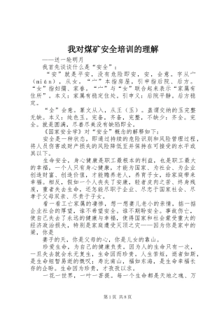 2024年我对煤矿安全培训的理解
