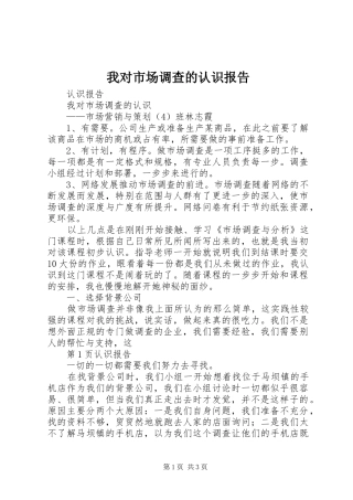 2024年我对市场调查的认识报告