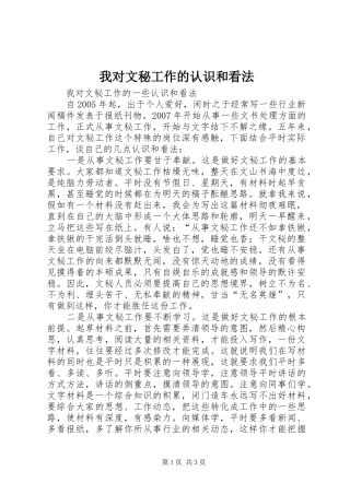 2024年我对文秘工作的认识和看法