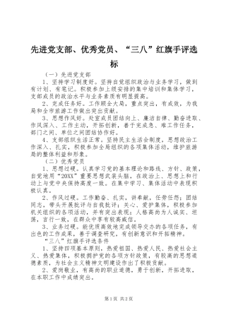 2024年先进党支部优秀党员三八红旗手评选标