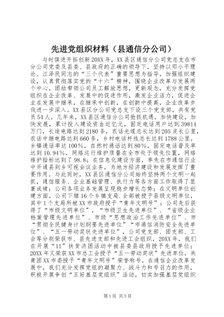 2024年先进党组织材料