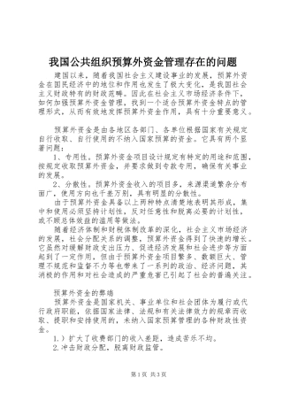 2024年我国公共组织预算外资金管理存在的问题
