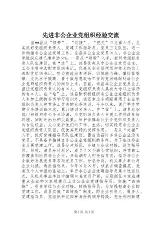 2024年先进非公企业党组织经验交流