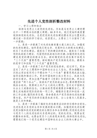 2024年先进个人党性剖析整改材料