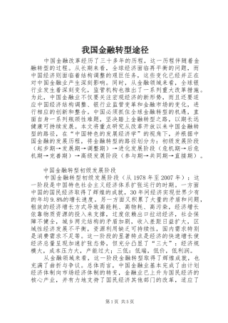 2024年我国金融转型途径