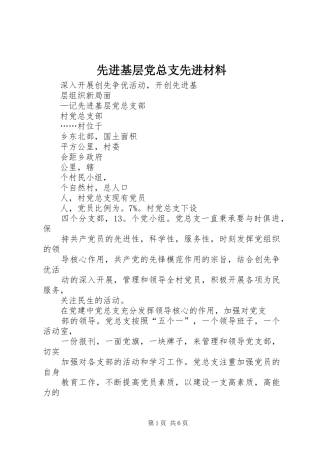 2024年先进基层党总支先进材料