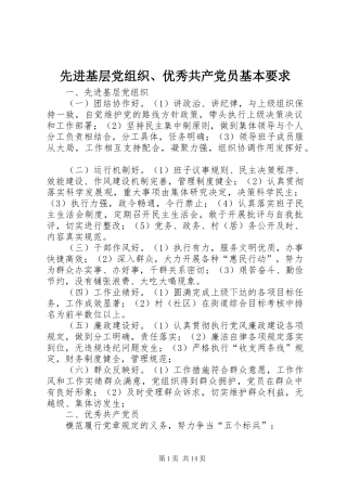 2024年先进基层党组织优秀共产党员基本要求