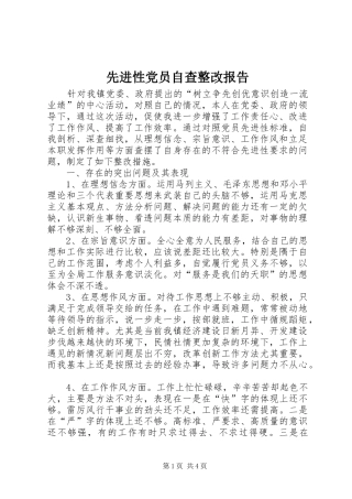 2024年先进性党员自查整改报告