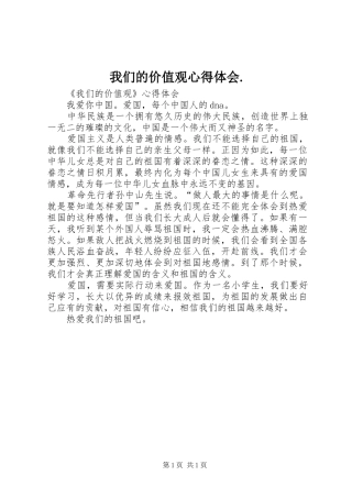 2024年我们的价值观心得体会