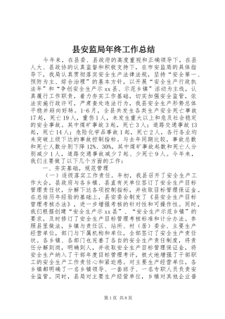 2024年县安监局年终工作总结