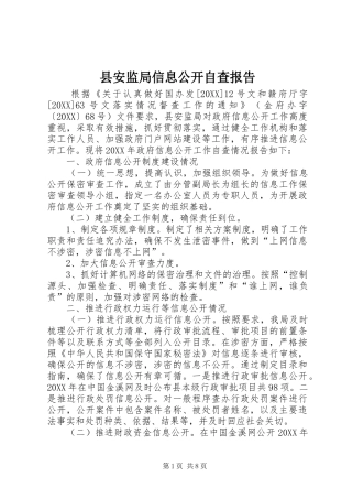 2024年县安监局信息公开自查报告