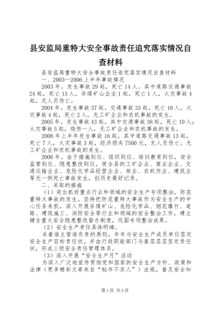 2024年县安监局重特大安全事故责任追究落实情况自查材料