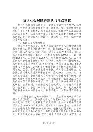 2024年我区社会保障的现状与几点建议