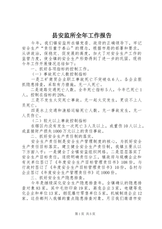 2024年县安监所全年工作报告