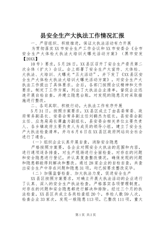 2024年县安全生产大执法工作情况汇报