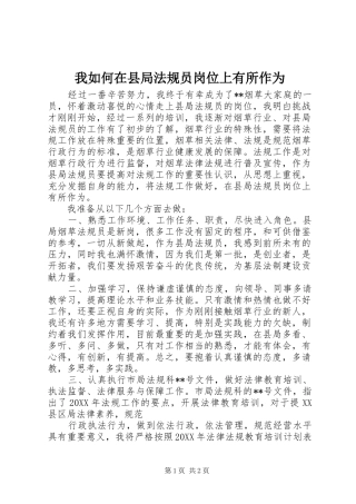 2024年我如何在县局法规员岗位上有所作为