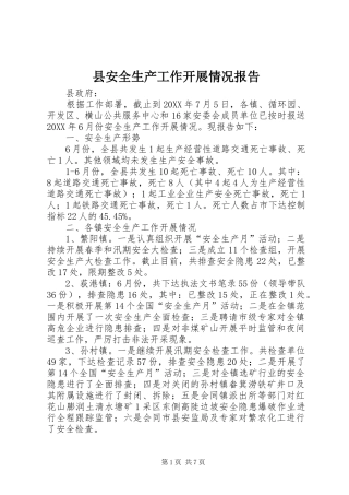 2024年县安全生产工作开展情况报告