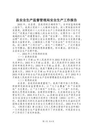 2024年县安全生产监督管理局安全生产工作报告