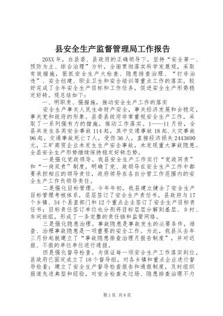 2024年县安全生产监督管理局工作报告