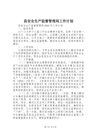 2024年县安全生产监督管理局工作计划