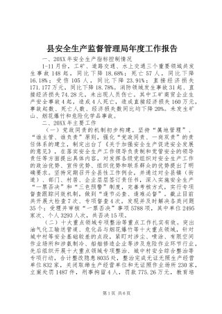 2024年县安全生产监督管理局年度工作报告