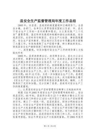 2024年县安全生产监督管理局年度工作总结