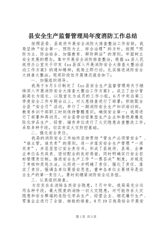 2024年县安全生产监督管理局年度消防工作总结