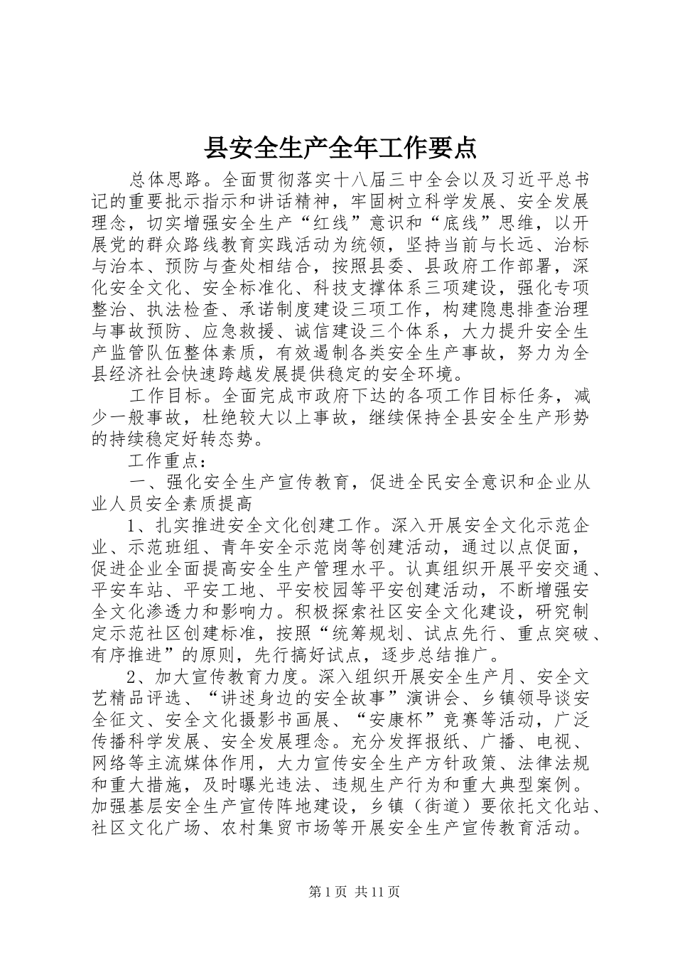 2024年县安全生产全年工作要点_第1页