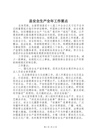 2024年县安全生产全年工作要点