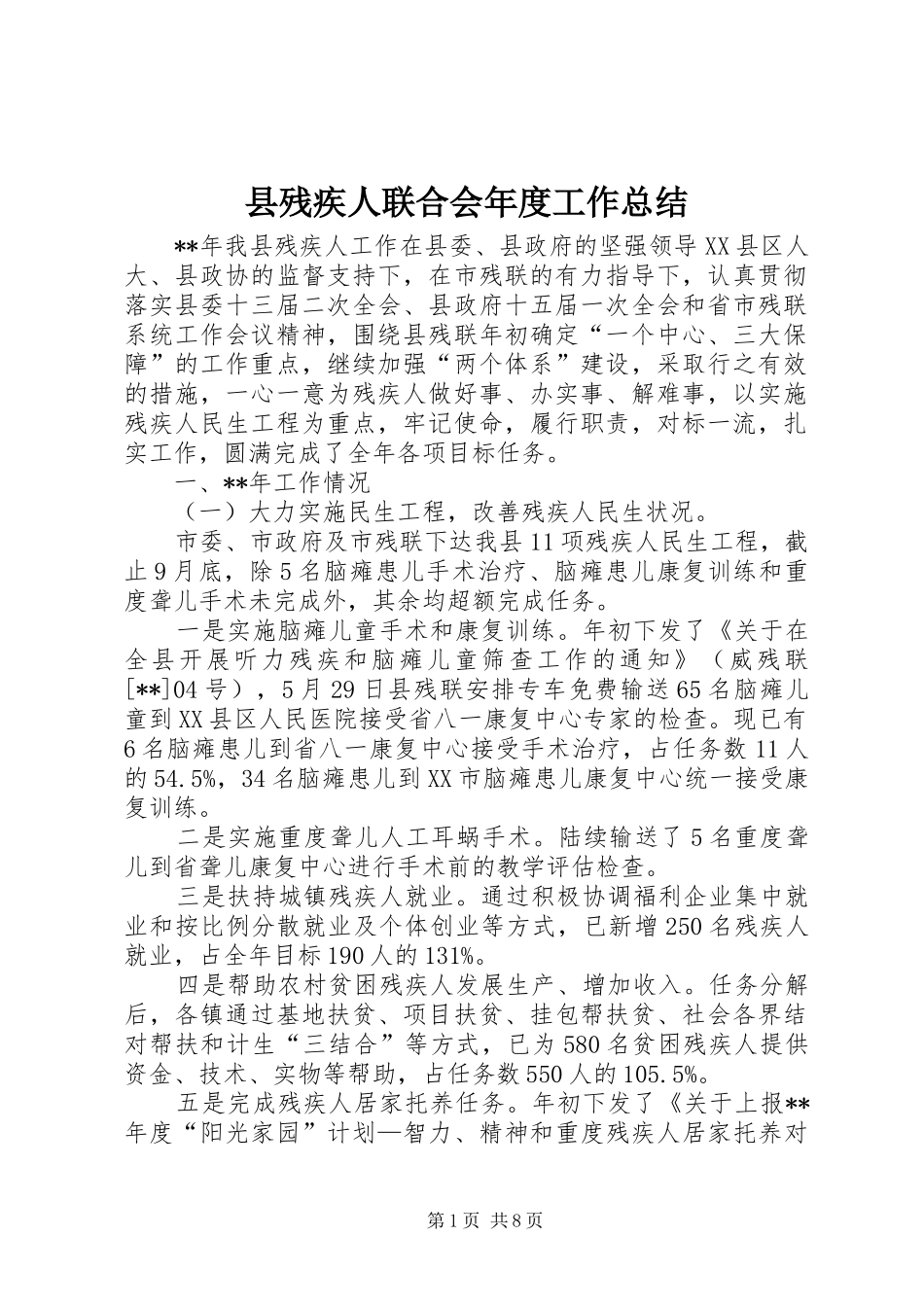2024年县残疾人联合会年度工作总结_第1页