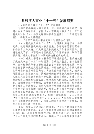 2024年县残疾人事业十一五发展纲要