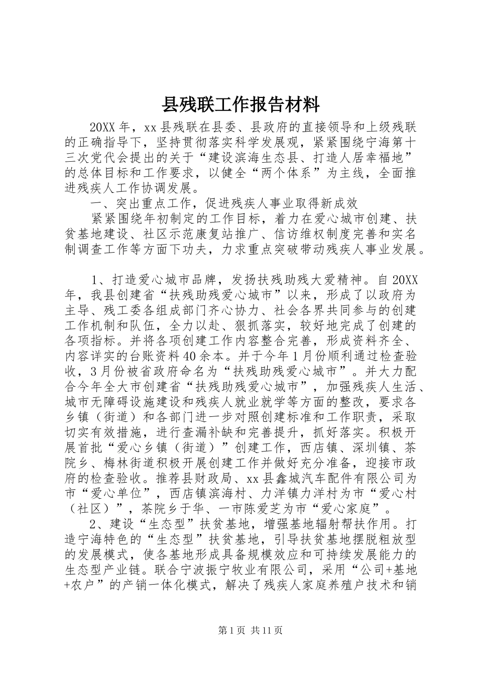 2024年县残联工作报告材料_第1页