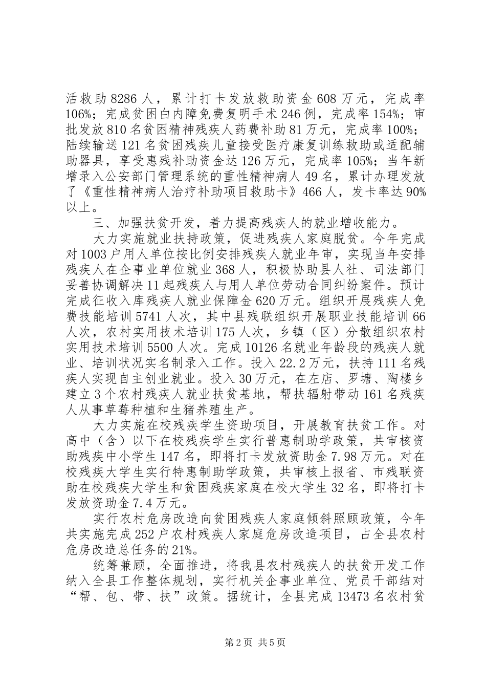 2024年县残联工作总结报告材料_第2页