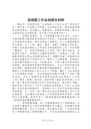 2024年县残联工作总结报告材料