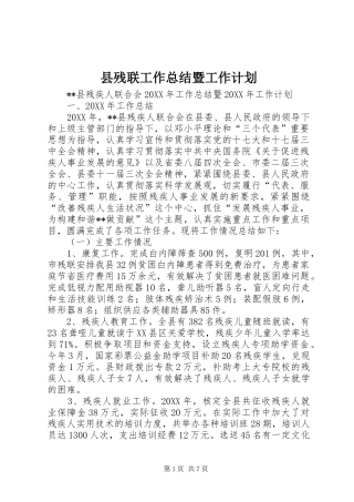 2024年县残联工作总结暨工作计划