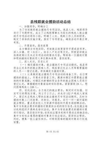 2024年县残联就业援助活动总结