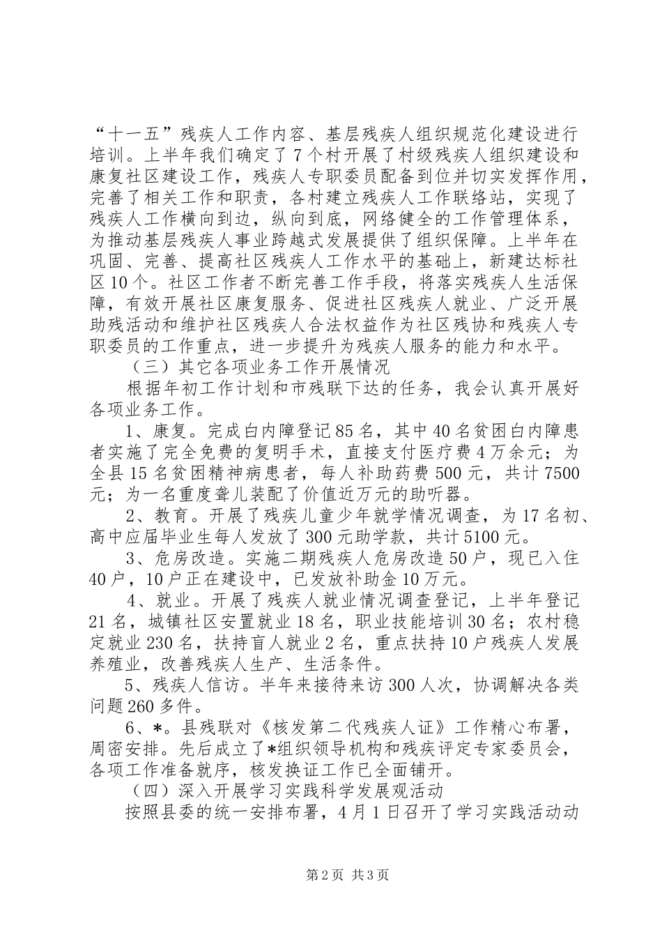 2024年县残联上半年的工作总结模板_第2页